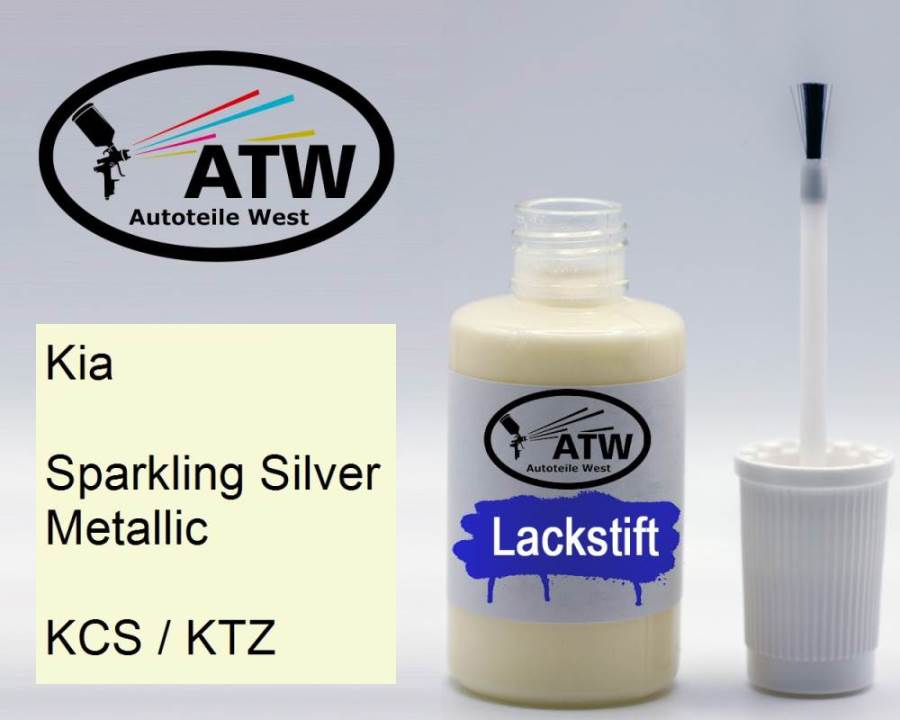 Kia, Sparkling Silver Metallic, KCS / KTZ: 20ml Lackstift, von ATW Autoteile West.